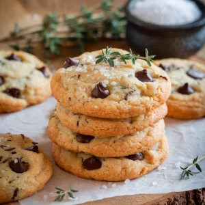 Cookies au chocolat et à la fleur de sel au thym sauvage